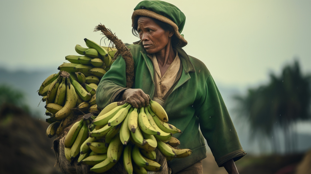 Harvesting bananas